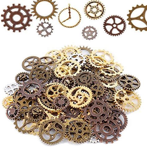 Teenitor Mixed Color 100 Gram Approx 70pcs Assorted Antique Steampunk