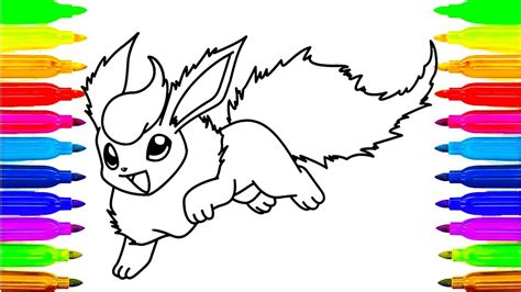 How To Draw Pokemon Flareon Coloring Pages Kids Songs Learn Drawing