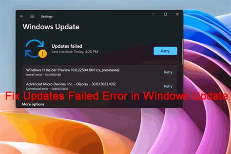 How To Fix Windows Updates Failed Error In Windows Update