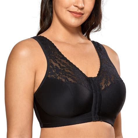 Delimira Women S Full Coverage Wirefree Lace Plus Size Front Closure