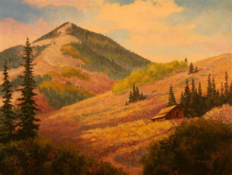 Original Oil Painting Landscape Mountain Cabin By Sagewest