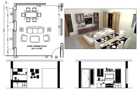 Living Room Furniture Interior Design Autocad File Cadbull
