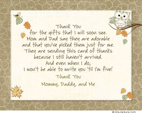 Thank you cards are important and tell your guests what their presence and gifts meant to you. lilduckduck.com | Joy cards, Baby shower cards, Verses for ...
