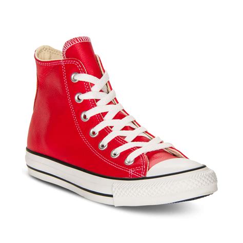 .clothing, shoes & jewelry women men girls boys baby amazon explore collectibles & fine art computers courses credit and payment cards digital low prices for fun outdoors. Lyst - Converse Basic Leather Hi Casual Sneakers in Red ...