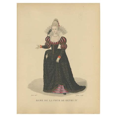 hand colored engraving of woman at the court of king henry iv of france 1900 for sale at 1stdibs