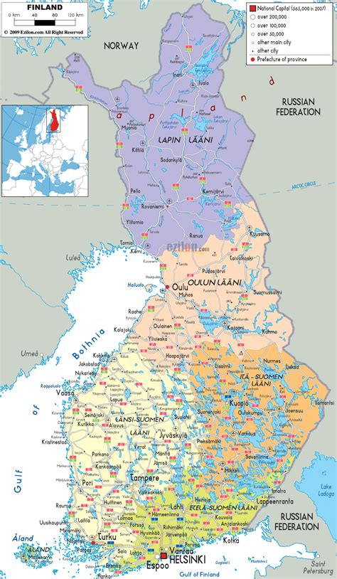 Detailed Political Map Of Finland Ezilon Maps