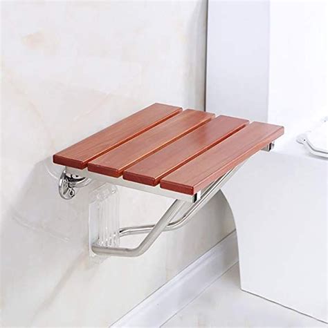 Xxhdyr Folding Shower Stool Wall Mounted Wooden Bathtub Seat For Shoe