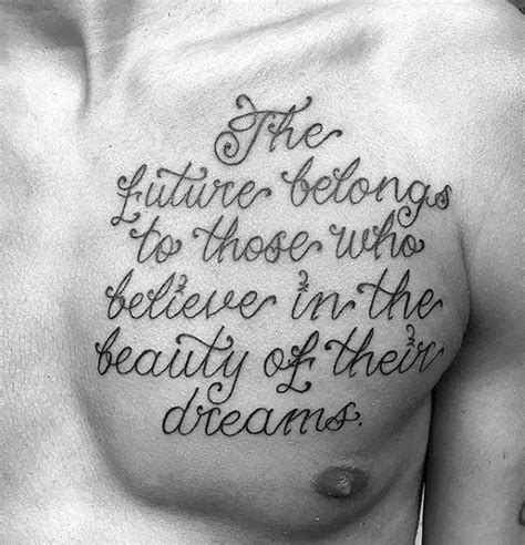 50 Chest Quote Tattoo Designs For Men - Phrase Ink Ideas