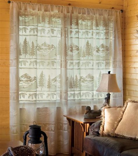 Pine Ridge Lodge Lace Window Panel Rustic Curtains Cabin Living Room