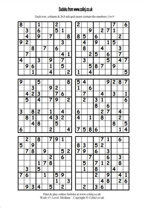 Printable Sudoku Puzzles 4 Per Page