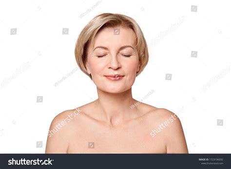 naked mature woman standing isolated on foto stock 1723196032 shutterstock