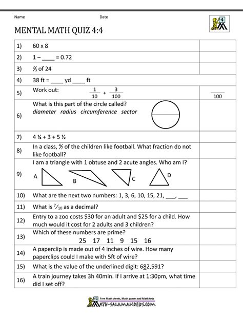 Mathematics For 4th Graders