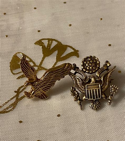 Vtg Wwii Silver Military Pin And Eagle Lapel Pin Etsy