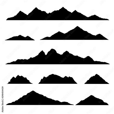 Mountain Silhouette Isolated Set Elements Mountain Landscape Vector