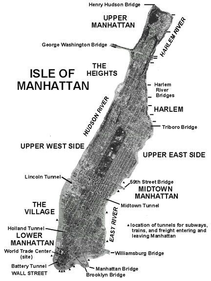 Aerial Photograph Map Of Manhattan Island Manhattan Island Manhattan