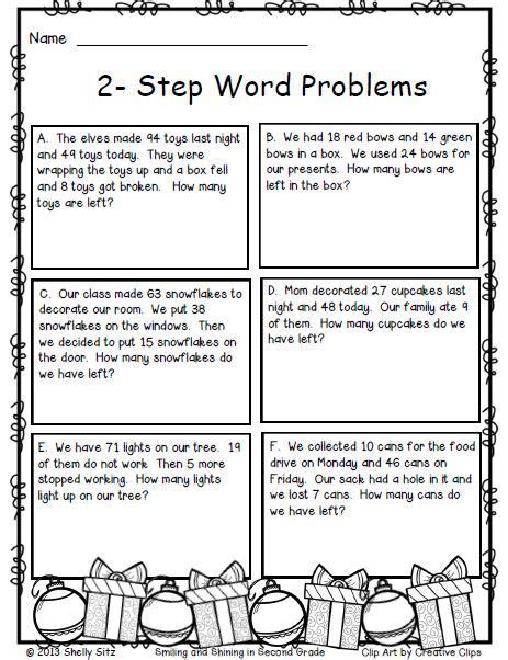 2 Step Word Problems Worksheets