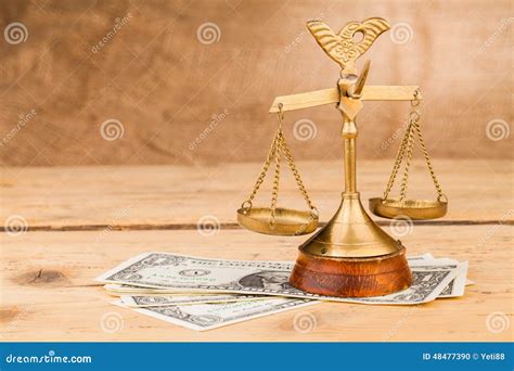 Scales Of Justice And Dollar Money Closeup Stock Photo Image Of House