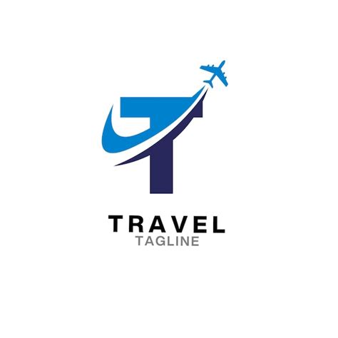 Premium Vector T Letter Travel Logo With Plane Icon Template