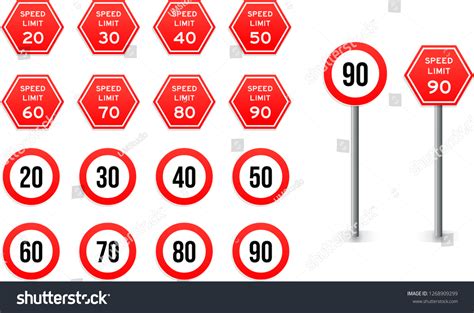 Speed Limit Traffic Signs เวกเตอร์สต็อก ปลอดค่าลิขสิทธิ์ 1268909299