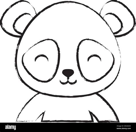 Sketch Of Cute Panda Bear Icon Over White Background Colorful Design