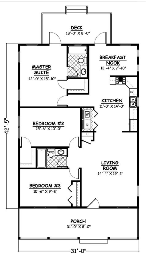 Cottage Floor Plan 3 Bedrms 2 Baths 1315 Sq Ft 200 1062