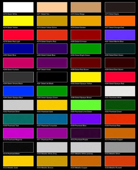 Auto Air Colors Color Chart Page 1 Paint Color Chart Car