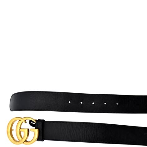 Gucci Double G Buckle Leather Belt Size 9036 Black 400593