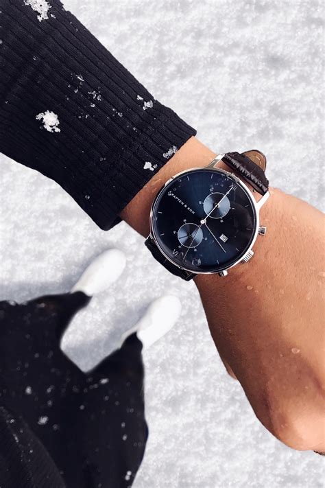 chrono silver blue dark brown croco leather by kapten and son picture by eylmbc watch for her