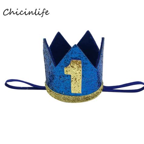 Chicinlife 1pcs Blue Number 1 Crown Birthday Hat Headband Boy Birthday