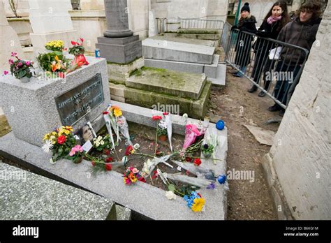 The Grave Of Jim Morrison In Pere Lachaise Cemetery In Paris France