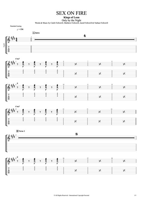 Sex On Fire Tab By Kings Of Leon Guitar Pro Full Score Mysongbook