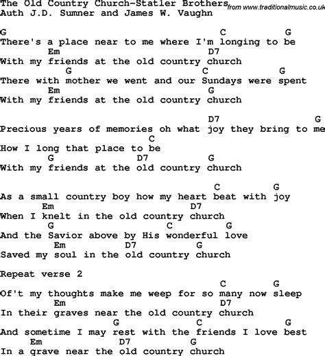 Country, Southern and Bluegrass Gospel Song The Old Country Church