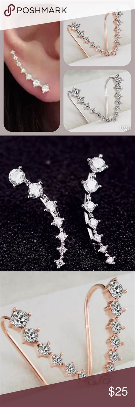Climbing Crystal!!! Silver/gold color CZ earrings | Climbing earrings, Cz earrings, Earrings