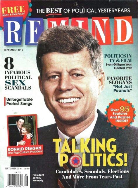 Remind Magazine September 2016 Jfk Ronald Reagan Political Sex Scandals