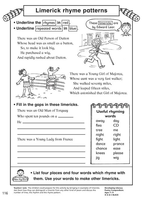 grade  poem worksheets printable worksheets