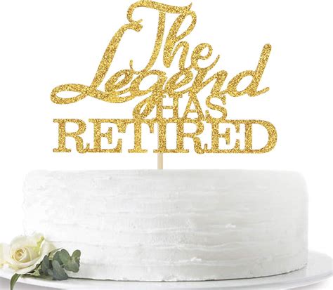 Amazon.com: Gold Glitter The Legend has Retired Cake Topper - Official