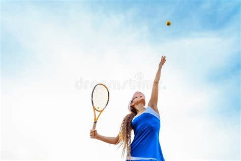 Tennis Ball Serving Correct Stance And Practiced Movements Are