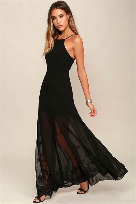Lovely Black Dress Maxi Dress Lace Dress Backless Dress 10300