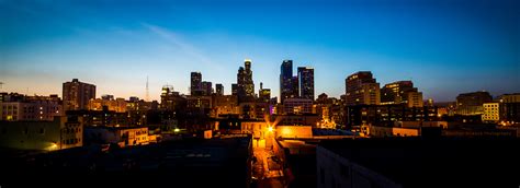 Beautiful Panoramic Of Downtown Los Angeles At Sunset