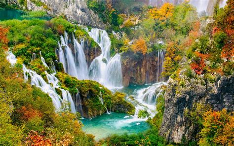 Croatia Nature Plitvice Lakes National Park Waterfall Wallpaper