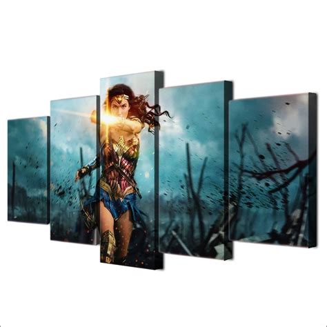 Wonder Woman Powerfull Movie 5 Panel Canvas Art Wall Decor Canvas Storm