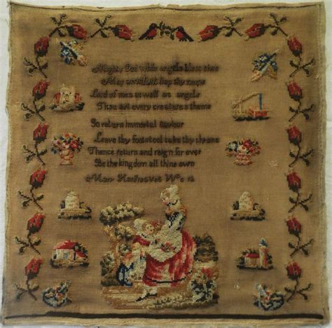 A Beautiful 19th Century Sampler Stitched By Mary Hargreaves Embroidery