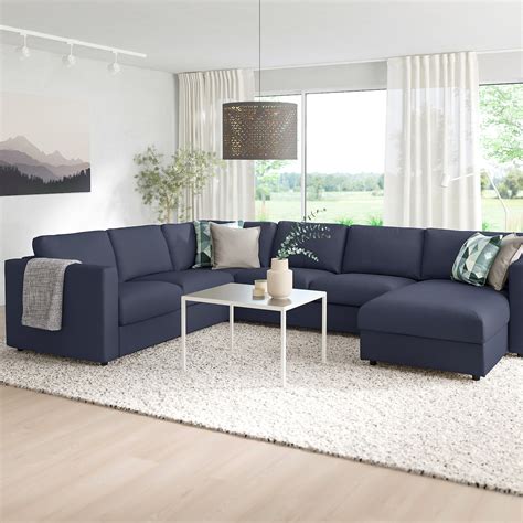 Vimle Corner Sofa Bed 5 Seat With Chaise Longue Orrsta Black Blue