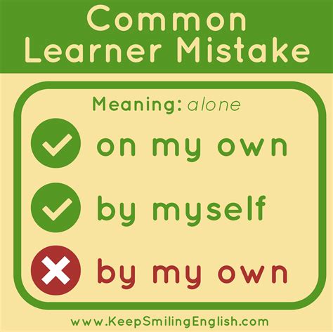 Common Learner Mistake In English On My Own By Myself Not By My Own