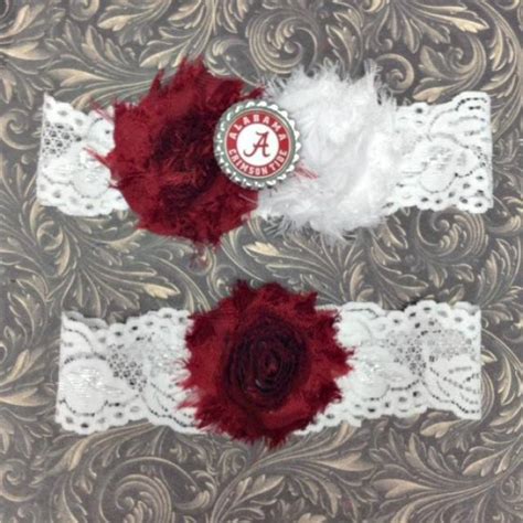 Alabama Crimson Tide Inspired Wedding Garter Set Bridal Garters Toss