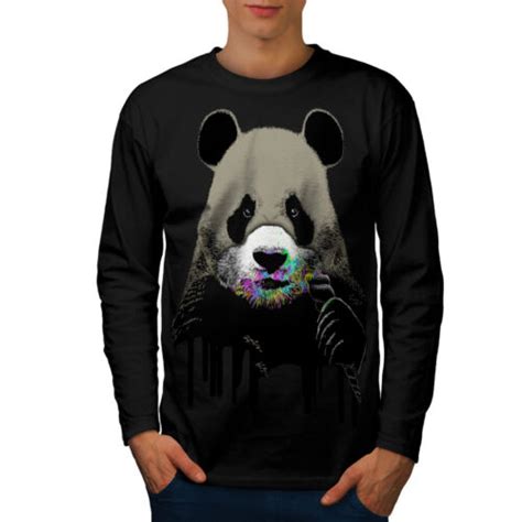 Wellcoda Cute Panda Süßigkeiten Tier Herren Langarm T Shirt Wild Grafikdesign eBay