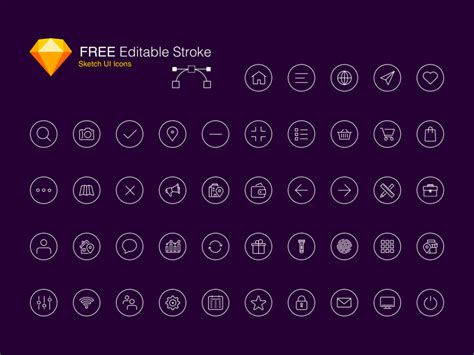 Editable Stroke Icon Set Sketch Icons Download Sketch Resource