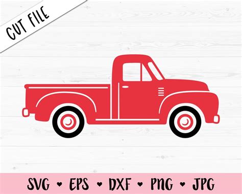 Pickup Truck Svg Vintage Red Pickup Truck Cut File Car Old Van Etsy