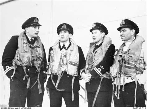 Group Portrait Of Four Of The Members Of The Raaf Fighter Pilots Who