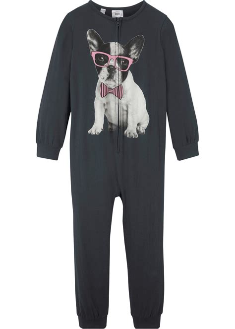 Leuke Pyjama Onesie Met Een Hondenprint Zwart